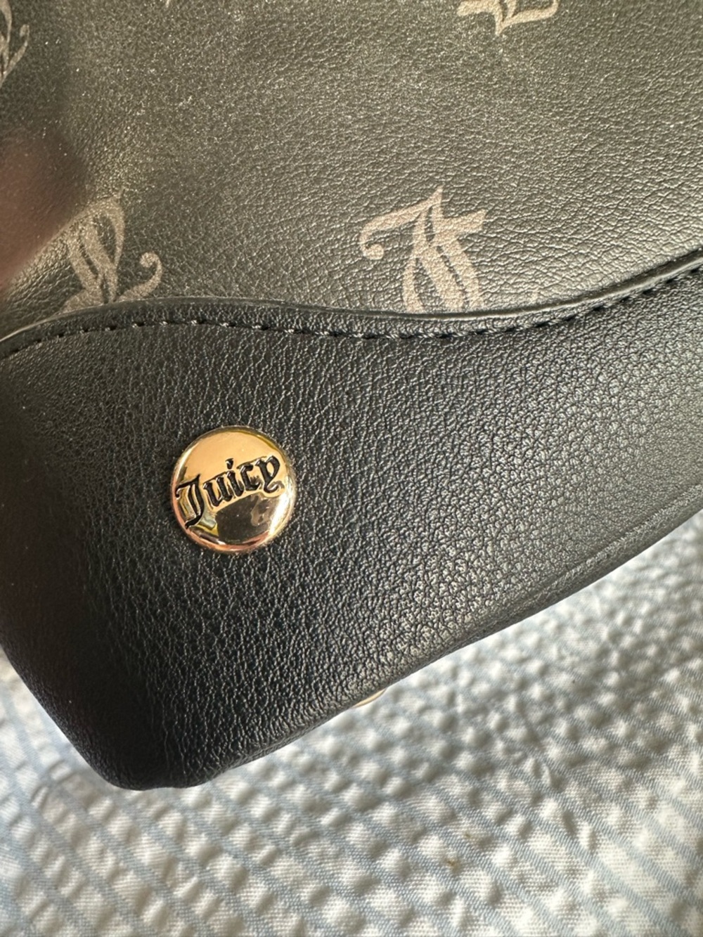 NEW Juicy Couture Black Bowler Bag with Gold Hardware and Crossbody Strap - Picture 5 of 10